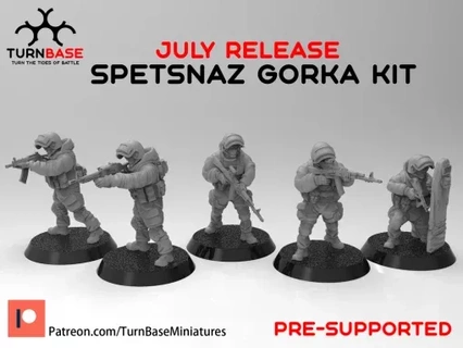turnbase miniatures wargames- spetsnaz gorka kit - wargaming3d Category: Historically Accurate miniature wargamming 3d print model - Mito3D