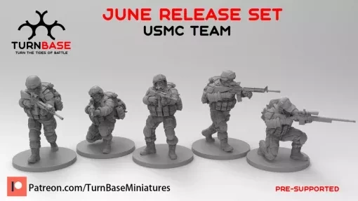 turnbase miniatures wargames- usmc set june patreon release - wargaming3d Category: Historically Accurate miniature wargamming 3d print model - Mito3D