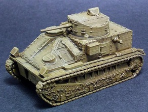 vickers medium mkii 1 100 15mm - wargaming3d 28mm miniature standard british tank interwar period few were used egypt beginning wwii but only dug-in stationary bunkers protect border model designed fdm printing split into separate parts turret hull running gear 3d print model - Mito3D
