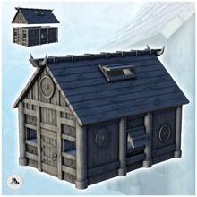 viking ev ahşap kapı çatı dekore edilmiş boynuz 2 wargaming3d minyatür savaş oyunları mimari Bina karanlık Yaş Ortaçağa ait minyatürler kuzey skandanav manzara masaüstü zemin 3d print model - Mito3D