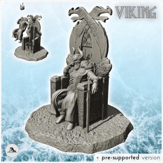 viking king horned helmet carved throne 12 - wargaming3d Categories: 1:100 / 15mm, 1:56 28mm, 1:72 & 1:76 20mm, 1700-1900: Horse Musket, 500-1500: Medieval, DIGITAL STL FILES, Infantry/Figures age character clash dark diaroma fantasy figure lotr medieval middle mini miniatures normans resin rpg scandinavian scenery statue terrain miniature wargamming 3d print model - Mito3D