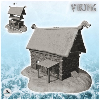 viking depolama sazdan yapılmış çatı gölgelik Bodrum kat 12 wargaming3d mimari bina İskandinav manzara masaüstü arazi minyatür savaş oyunları 3d print model - Mito3D