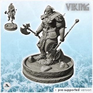 viking warrior horned helmet double war axes 18 - wargaming3d Categories: 1:100 / 15mm, 1:56 28mm, 1:72 & 1:76 20mm, 1700-1900: Horse Musket, 500-1500: Medieval, DIGITAL STL FILES, Infantry/Figures age character clash dark diaroma fantasy figure lotr medieval middle mini miniatures normans resin rpg scandinavian scenery statue terrain miniature wargamming 3d print model - Mito3D