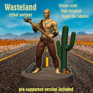 wasteland tribal partner - wargaming3d Categories: DIGITAL STL FILES, Uncategorized 32mm apoc post post-a post-apocalypse warfare wargame miniature wargamming 3d print model - Mito3D