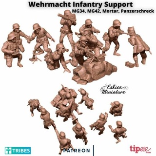 wehrmacht infantry support pack - 28mm wargaming3d tag biker miniature wargamming 3d print model - Mito3D