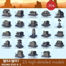 wild-west buildings pack 2 - wargaming3d miniature wargamming ACW, american, Architecture, civil, cowboy, desperados, old, war, west, Western 3d print model - Mito3D