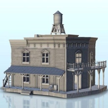 wild west big house water tower - wargaming3d miniature wargamming Age of Sigmar, America, american west, Architecture, Blackwater, bolt action, bounty hunters, building, california, cowboy, décor, Desperado, Flames War, Gulch, Gunfight, Gutshot, law men, modern, native americans, Old Chronicles, outlaws, red skins, rur, scenery, Six Gun Sound, tabletop, terrain, US, USA, warhammer, Western, 3d print model - Mito3D