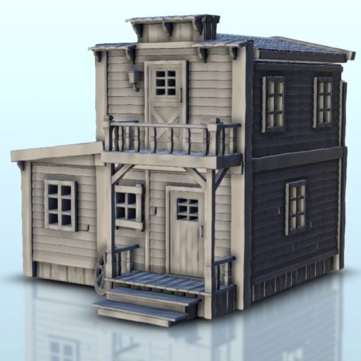 wild Westen Haus 25 wargaming3d Miniatur Wargaming Alter of Sigmar Amerika amerikanisch Architektur Schwarzes Wasser Bolzen Aktion Kopfgeld Jäger Gebäude Kalifornien Cowboy Dekor Verzweifelt Flammen 3D print model - Mito3D