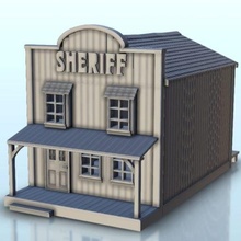 wild west sheriff's office building - wargaming3d miniature wargamming Age of Sigmar, America, american west, Architecture, Blackwater, bolt action, bounty hunters, building, california, cowboy, décor, Desperado, Flames War, Gulch, Gunfight, Gutshot, law men, modern, native americans, Old Chronicles, outlaws, red skins, rur, scenery, Six Gun Sound, tabletop, terrain, US, USA, warhammer, Western, 3d print model - Mito3D