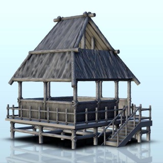 wooden gazebo stilts 7 - wargaming3d Categories: 1:100 / 15mm, 1:56 28mm, 1:72 & 1:76 20mm, 1700-1900: Horse Musket, 500-1500: Medieval, Historically Accurate, Terrain, Terrain buccaneers building captain caribbean corsairs scenery miniature wargamming 3d print model - Mito3D