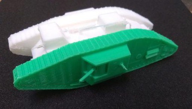 ww1, mkv masculino tanque - wargaming3d 28mm em miniatura ww1 3d print model - Mito3D