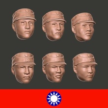 ww2 kmt nationalist chinese heads field caps - wargaming3d miniature wargamming China, nationalist, Communist, communist chinese, Heads, infantry, KMT, 3d print model - Mito3D