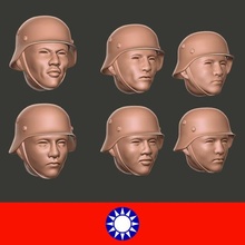 ww2 kmt nationalist chinese heads german helmets - wargaming3d miniature wargamming China, nationalist, Communist, communist chinese, Heads, infantry, KMT, 3d print model - Mito3D