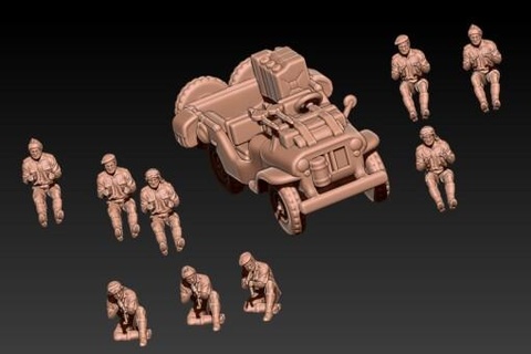 ww2 sas crew jeep willy - wargaming3d Category: DIGITAL STL FILES tag miniature wargamming 3d print model - Mito3D
