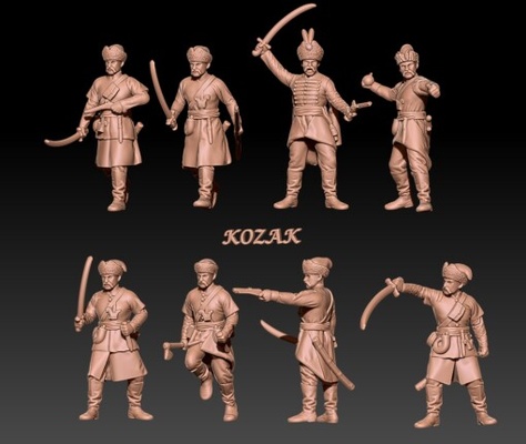 zaporozhian cossacks in close combat set 1 - wargaming3d 3d printables historically accurate tag miniature wargamming 3d print model - Mito3D