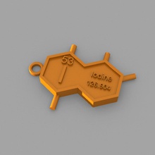iodo - key-ring a moda elementos chaveiros tabela periódica 3d print model - Mito3D