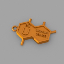 uranium key ring mode éléments porte clés périodique table 3d print model - Mito3D