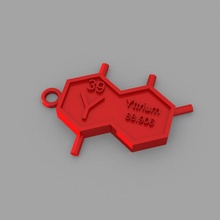 ítrio key ring moda elementos porta chaves periódico tabela 3d print model - Mito3D