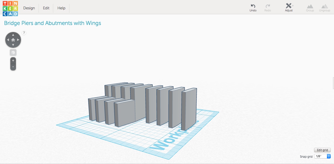 1 160 11' bridge piers & wings toys concrete structure 3D print model - Mito3D
