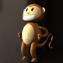 2016 Affe Kunst Glück monkey neue Jahr 3d print model - Mito3D