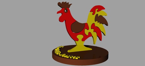 3d puzzle rooster toys year 3d print model - Mito3D
