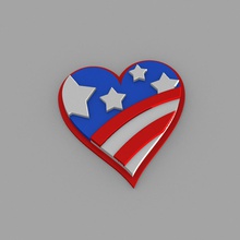 4th july heart shape flag art july4th usa 3d print model - Mito3D