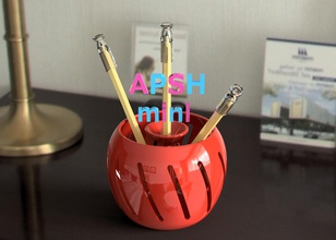 apsh apple kalemlik mini stand ofis tutucu kalem ppap dur 3d print model - Mito3D