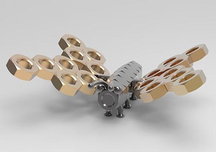 articulada borboleta brinquedos parafuso porca mecânico brinquedo 3d print model - Mito3D