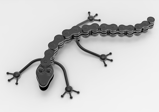 articulada lagarto brinquedos corrente de bicicleta cadeia mecânico 3D print model - Mito3D