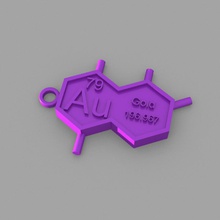 au - gold key-ring de la moda elementos llaveros tabla periódica 3d print model - Mito3D