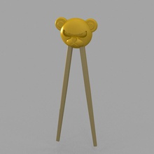 bear-head chopsticks helper gadgets chopstickshelper chopstickstrainer 3d print model - Mito3D