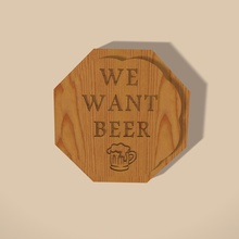 beer glass coaster art fathers day hexagon shape we want wooden 3d print model - Mito3D