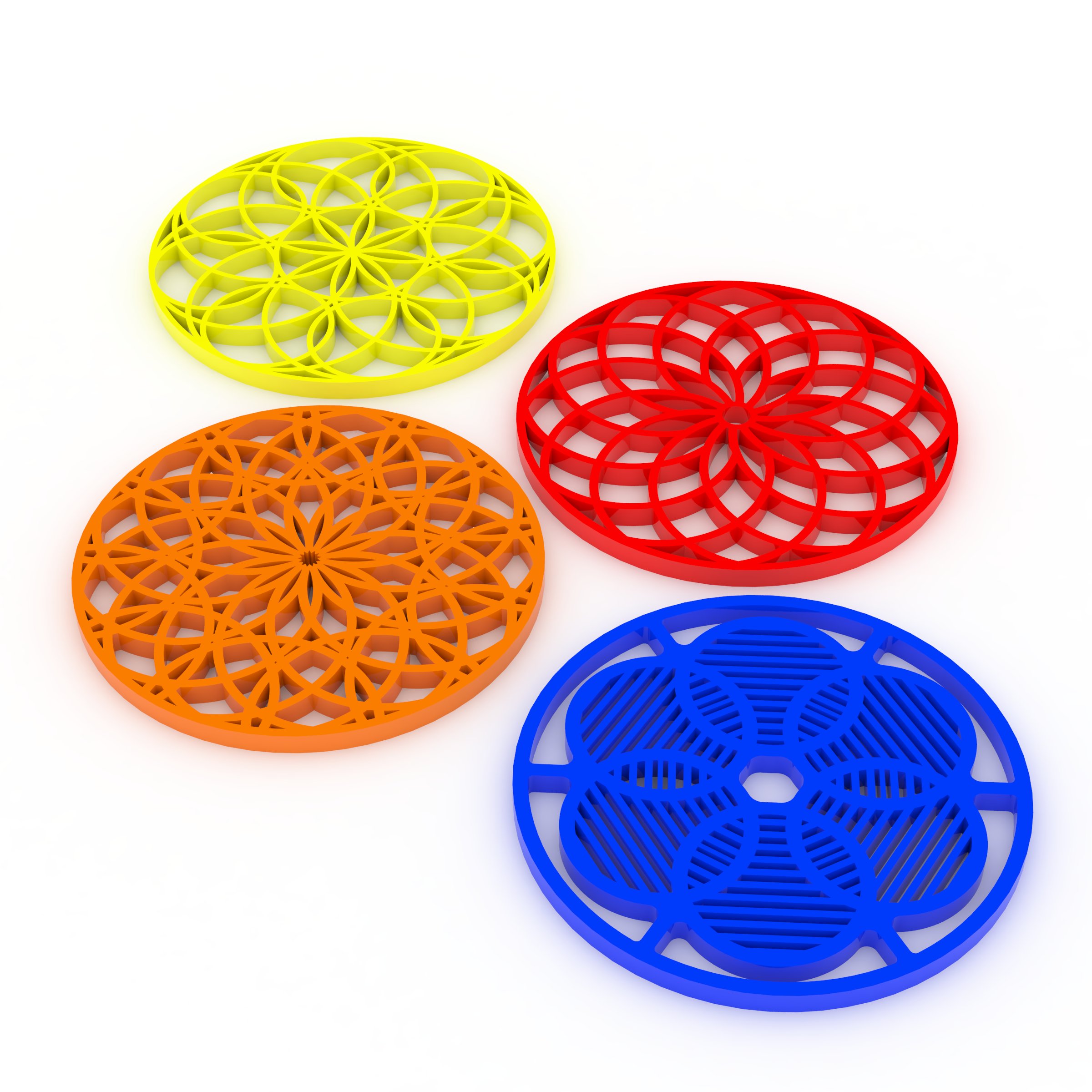 beverage coaster - circular pattern set housewares test rite 3D print model - Mito3D