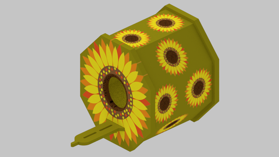 bird house sunflower tian color model flower octagon sun 3d print model - Mito3D