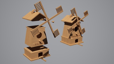 nichoir moulin à vent les articles ménagers 3d print model - Mito3D