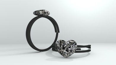 black diamond heart ring fashion color couple day love valentines 3d print model - Mito3D