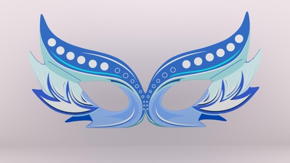 blue flat masquerade mask porsche color design masks pattern woman 3d print model - Mito3D