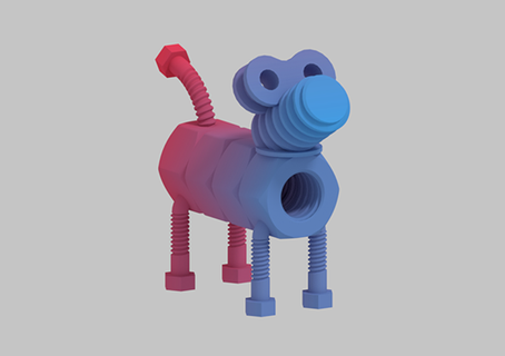 bullone Noce cane tian colore modello meccanico giocattolo 3d print model - Mito3D