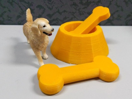 bone & bowl katechang dog 3d print model - Mito3D