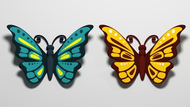 Schmetterling 1 Kunst Farbe design 3d print model - Mito3D