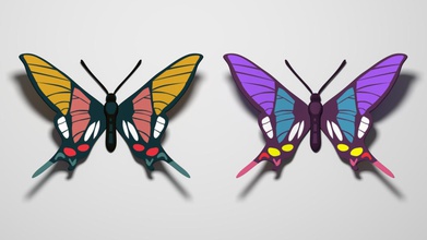 2 kelebek sanat renk tasarım 3d print model - Mito3D