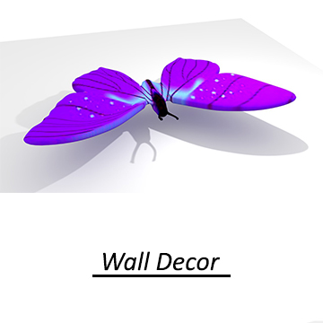 papillon de décoration murale la mode art le couleur décor mur 3D print model - Mito3D