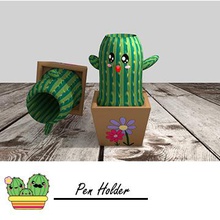 cactus plant pen holder office color organizer 3d print model - Mito3D