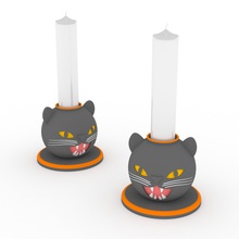 gatto supporto di candela c articoli per la casa cat halloween titolare 3d print model - Mito3D