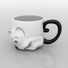 chat de la coupe les articles ménagers cat couleur tasses salon-cuisine mug 3d print model - Mito3D