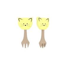 cat design fruit fork housewares color cute small 3d print model - Mito3D