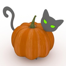 cat pumpkin holder art halloween 3d print model - Mito3D