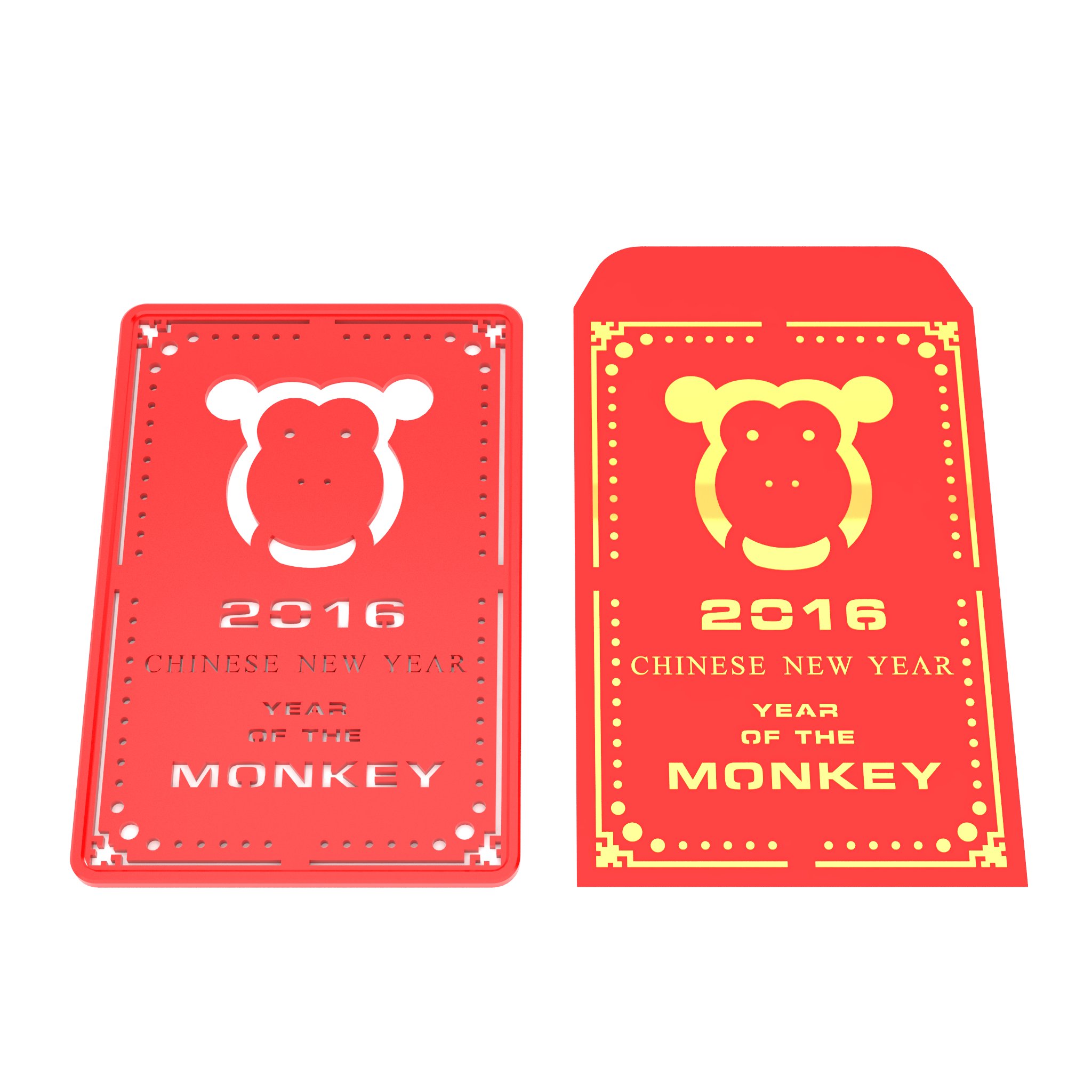 chinese new year rot Paket-Schablone 1 Kunst das chinesische Neujahr monkey Paket auf der Schablone 3D print model - Mito3D