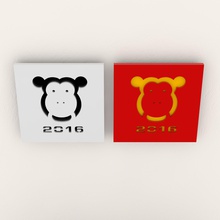 le nouvel an chinois, la silhouette de photo 1 art chinois singe nouvelle année image 3d print model - Mito3D