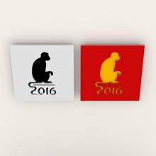 chinese new year silhouette picture 3 art monkey 3d print model - Mito3D